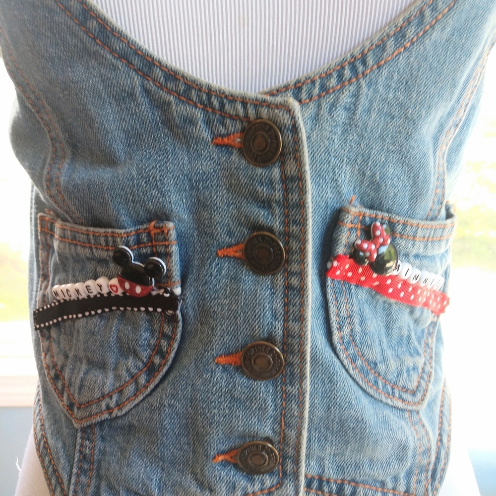 Customized Mickey Minnie denim vest